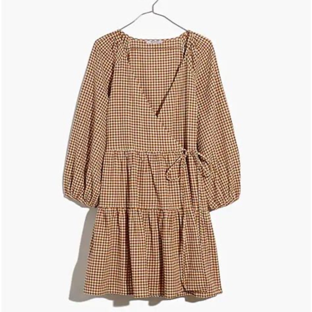 Madewell Wrap Gingham Mini Dress 🍂🍁